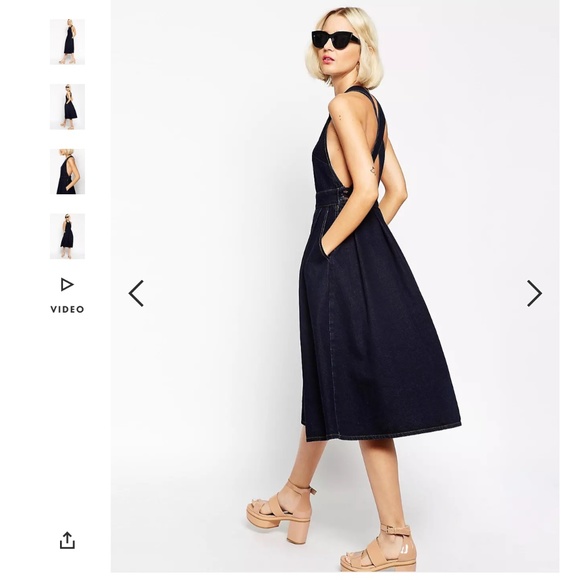 BRAND NEW ASOS denim  dark wash suspender open back dress 8 - Picture 17 of 17